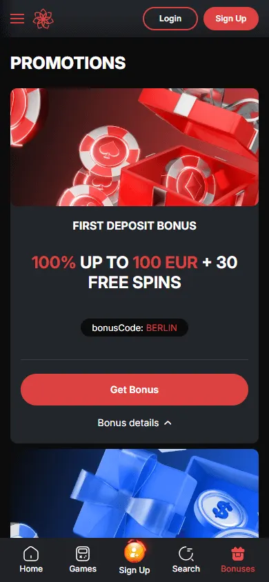 Casino Chan mobile promotions view with deposit bonuses and free spins